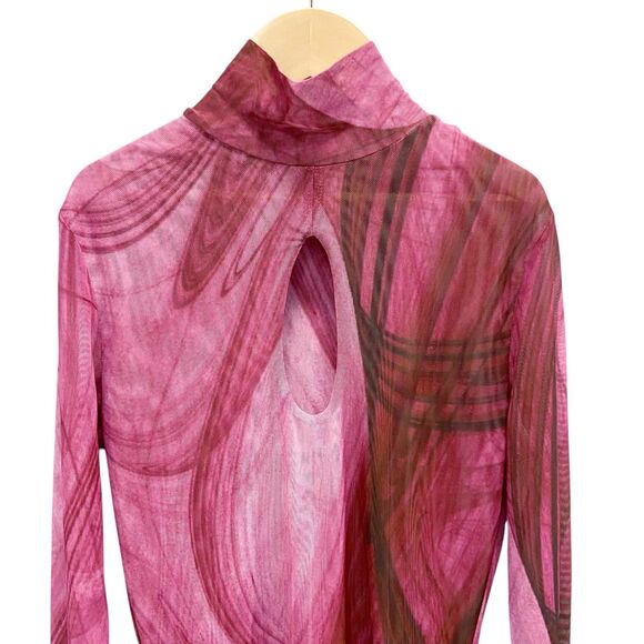 Farai London X REVOLVE Bodycon Sheer Mesh Keyhole Nayla Dress in Fuchsia XS - Picture 3 of 11